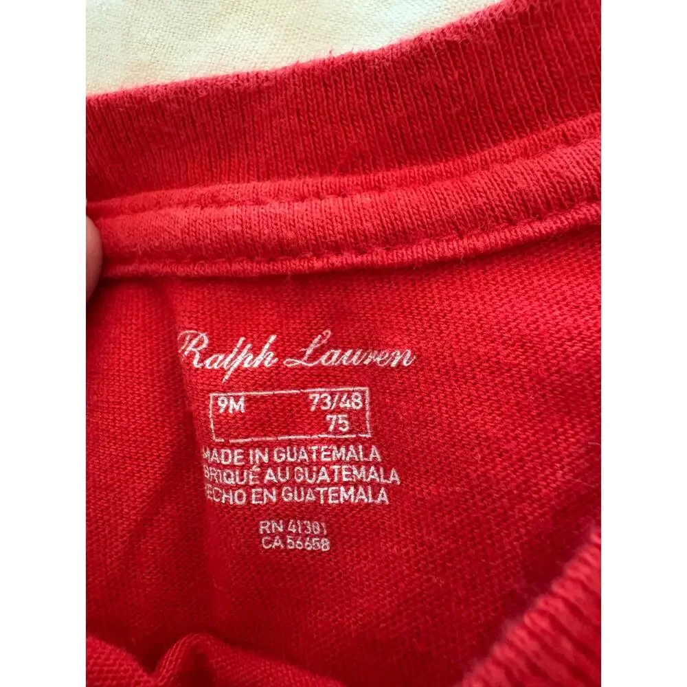 Ralph Lauren Polo Bear Baby Graphic Tee Set Red Grey Preppy Old Money